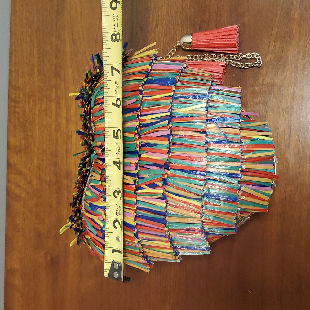 Betsey Johnson  Multicolor Fringe Heart Shoulder Bag Clutch - Picture 9 of 10